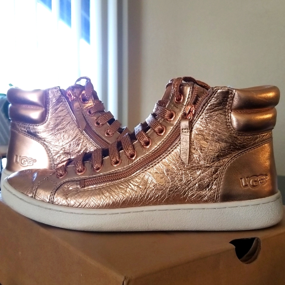Ugg Olive Metallic High Top Leather Sneaker